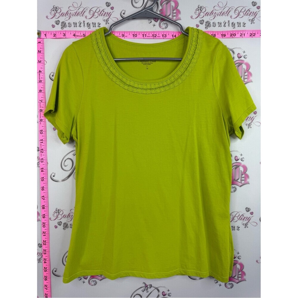 Coldwater Creek Lime Green Scoop Neck Short Sleeve Top